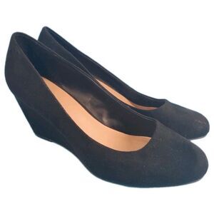 Womens Slip On Wedge Shoe Sz 9 Vegan Call It Spring Black Business Round Toe